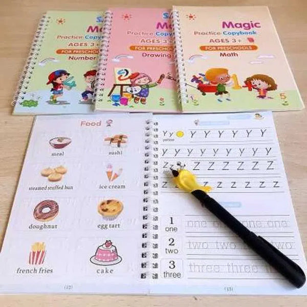 Magic Practice Copybook Set for Handwriting | 4 Books + 10 Refills