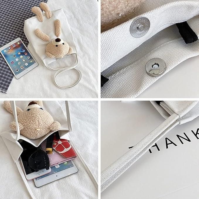 Cute Shoulder Bag Kawaii Tote Handbag with Cute Teddy Bear